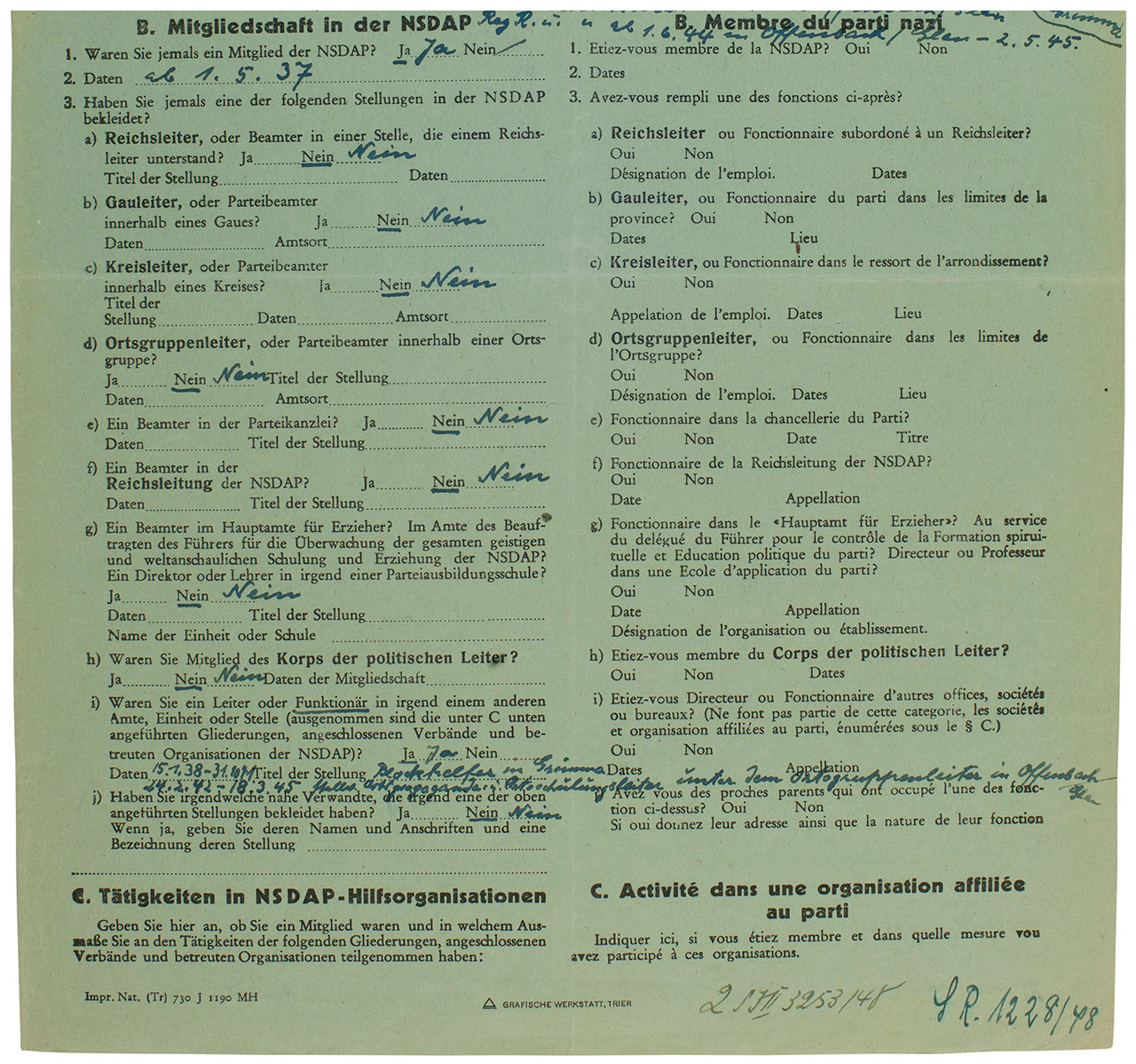 Entnazifizierung, LHAKo Best. 856 Nr. 60109 