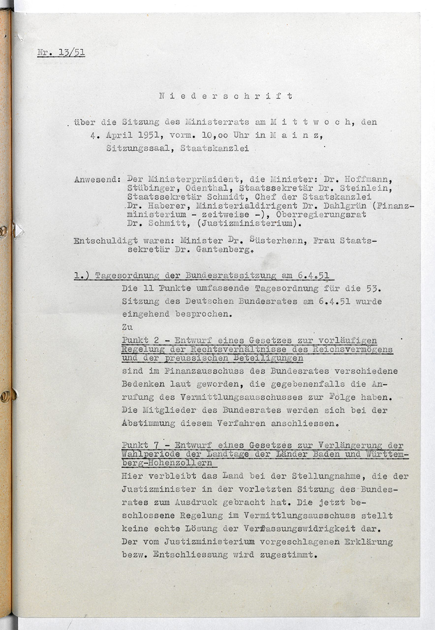 219. Sitzung v. 27. Januar 1951, LHAKo Best. 860 Nr. 9618